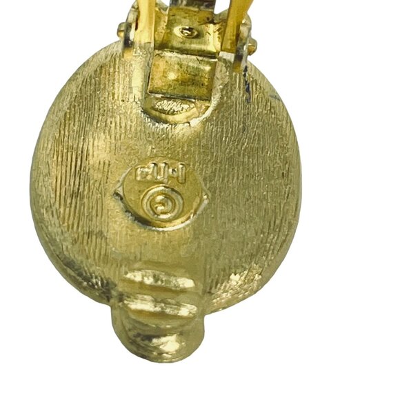 Vintage Gold Tone Beetle With Red Enamel Hearts Clip On Earrings (5484) - Picture 6 of 7